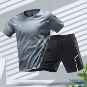Men's Short Sleeves Set T-Shirt And Shorts Sportswear For Basketball, Running, Cycling, Fitness Gym