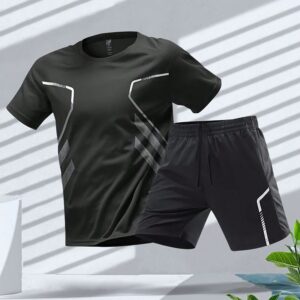 Men's Short Sleeves Set T-Shirt And Shorts Sportswear For Basketball, Running, Cycling, Fitness Gym