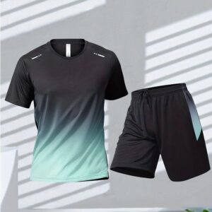Men's Short Sleeves Set T-Shirt And Shorts Sportswear For Basketball, Running, Cycling, Fitness Gym